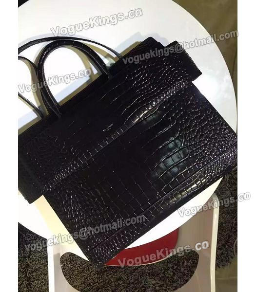 Givenchy Horizon 28cm Black Leather Croc Veins Top Handle Bag-4