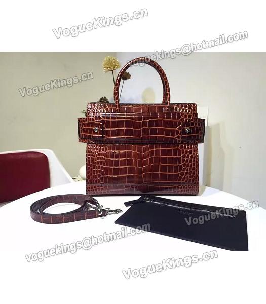 Givenchy Horizon 28cm Coffee Leather Croc Veins Top Handle Bag-3