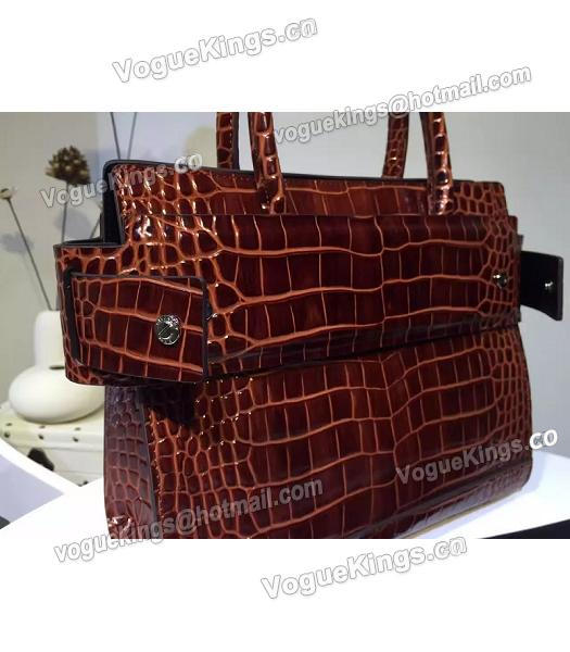 Givenchy Horizon 28cm Coffee Leather Croc Veins Top Handle Bag-4