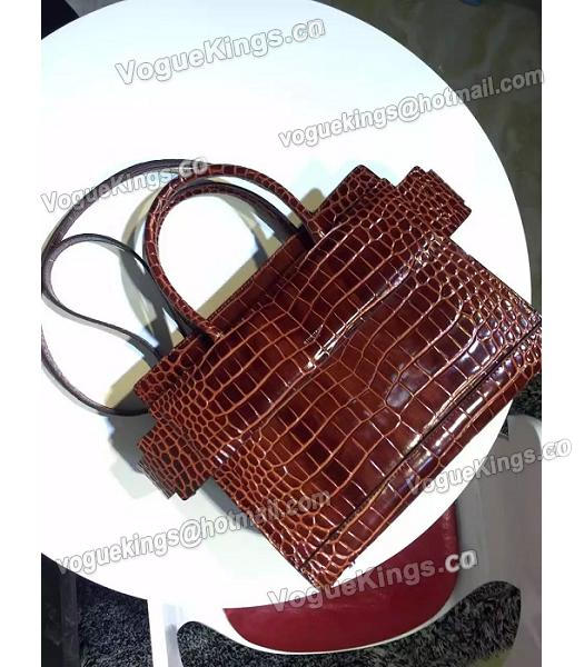Givenchy Horizon 28cm Coffee Leather Croc Veins Top Handle Bag-5