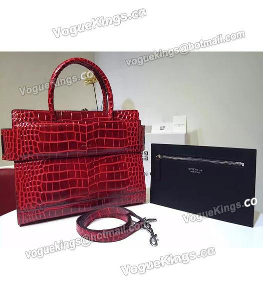 Givenchy Horizon 28cm Red Leather Croc Veins Top Handle Bag-1