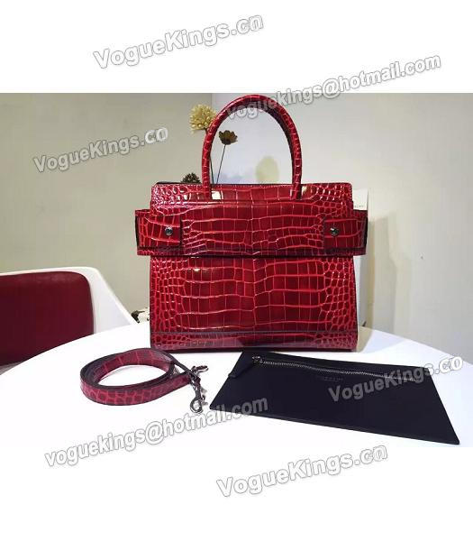 Givenchy Horizon 28cm Red Leather Croc Veins Top Handle Bag-2