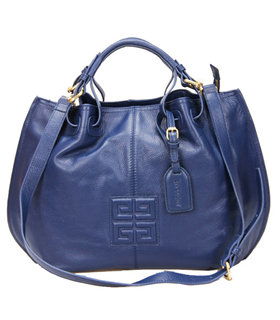 Givenchy Lucrezia Colorblock Blue Leather Tote Shoulder Bag