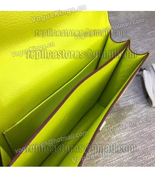 Hermes 23cm Croc Veins Lemon Yellow Leather Shoulder Bag-6