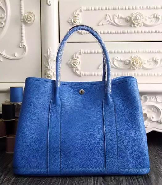 Hermes 32cm Original Leather Garden Party Tote Bag In Blue