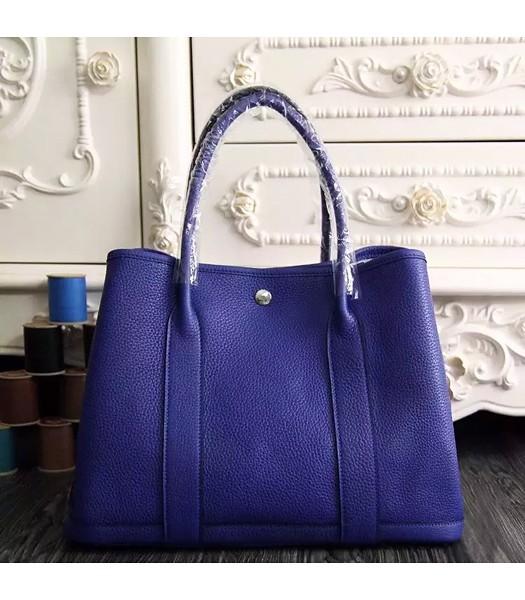 Hermes 32cm Original Leather Garden Party Tote Bag In Brilliant Blue