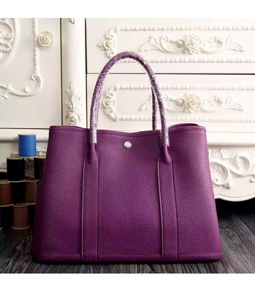 Hermes 32cm Original Leather Garden Party Tote Bag In Purple