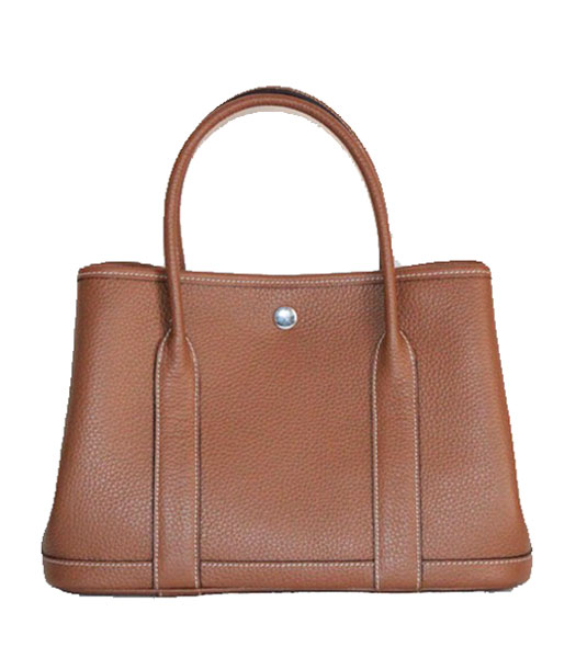Hermes 32cm Small Garden Party Bag in Light Coffee Togo Leather