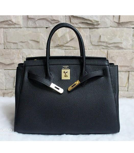 Hermes 35cm Togo Leather Tote Bag In Black