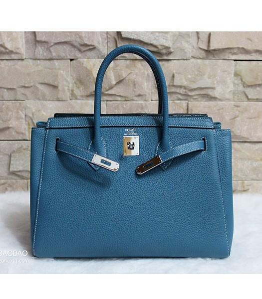 Hermes 35cm Togo Leather Tote Bag In Blue