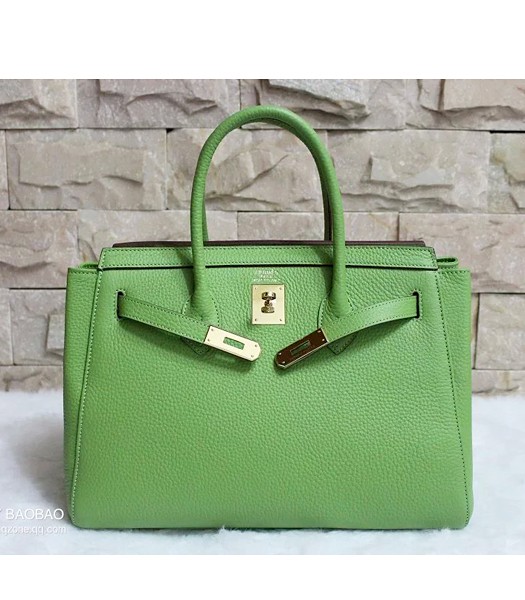Hermes 35cm Togo Leather Tote Bag In Green