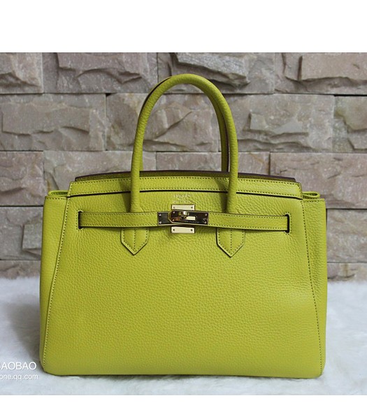 Hermes 35cm Togo Leather Tote Bag In Lemon Yellow