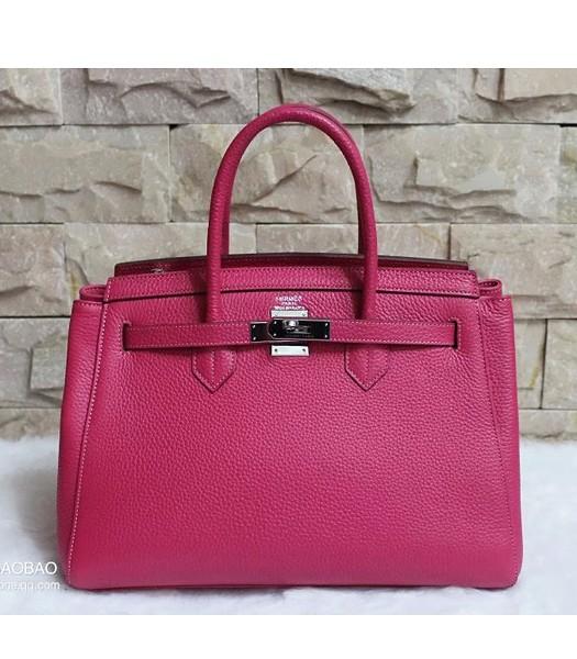Hermes 35cm Togo Leather Tote Bag In Rose Red