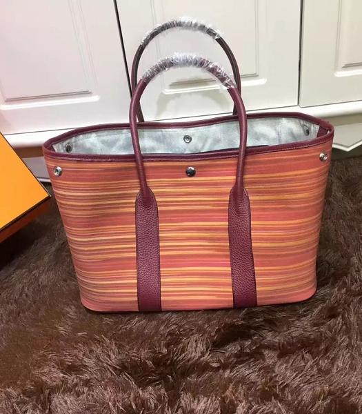 Hermes 36cm Garden Party Tote Bag With Jujube Red Leather-3