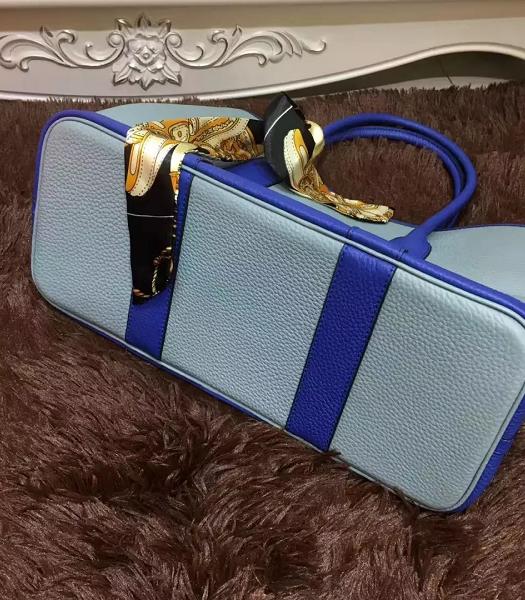 Hermes 36cm Litchi Veins Leather Garden Party Tote Bag Blue-1