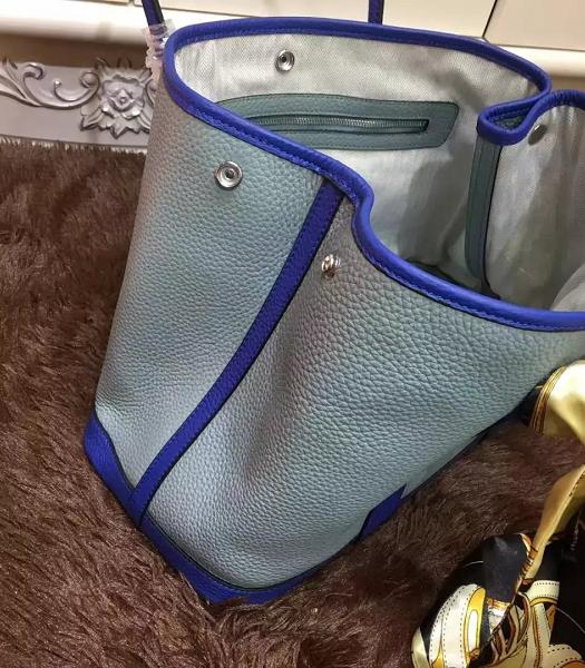 Hermes 36cm Litchi Veins Leather Garden Party Tote Bag Blue-3