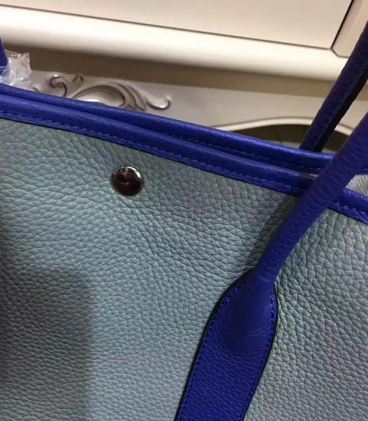 Hermes 36cm Litchi Veins Leather Garden Party Tote Bag Blue-5