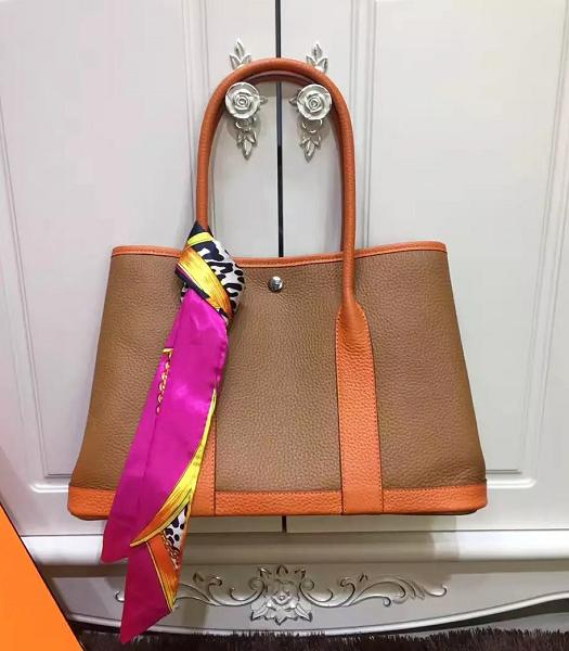 Hermes 36cm Litchi Veins Leather Garden Party Tote Bag Earth Yellow