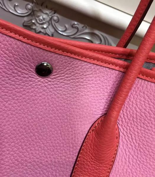Hermes 36cm Litchi Veins Leather Garden Party Tote Bag Pink-3