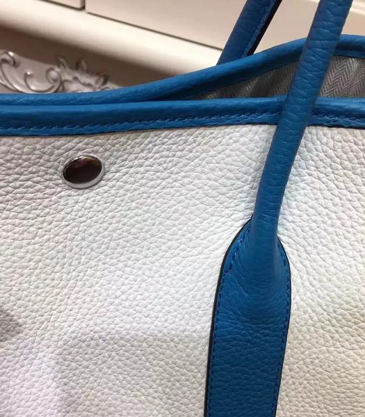 Hermes 36cm Litchi Veins Leather Garden Party Tote Bag White-2