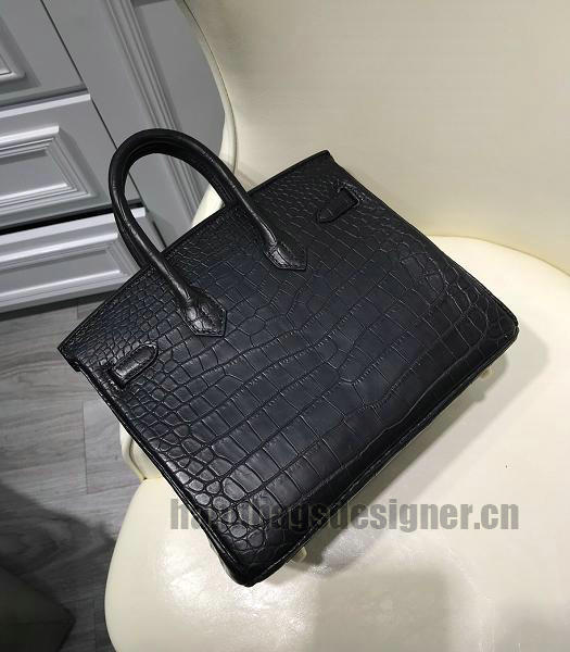 Hermes Birkin 25cm Black Real Croc Leather Golden Metal Top Handle Bag-6