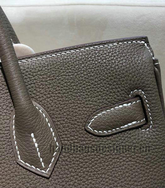 Hermes Birkin 25cm Coffee Imported Togo Imported Leather Silver Metal Top Handle Bag-3