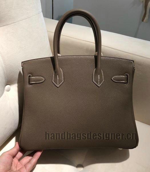 Hermes Birkin 25cm Coffee Imported Togo Imported Leather Silver Metal Top Handle Bag-6