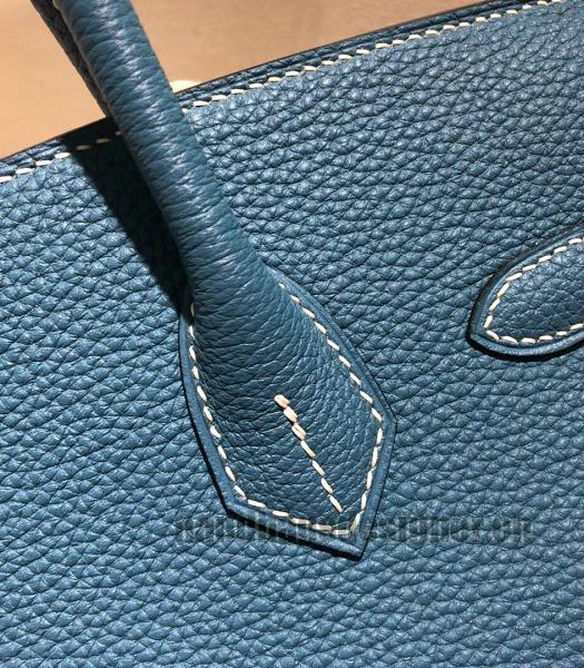 Hermes Birkin 25cm Grey Blue Imported Togo Imported Leather Silver Metal Top Handle Bag-4