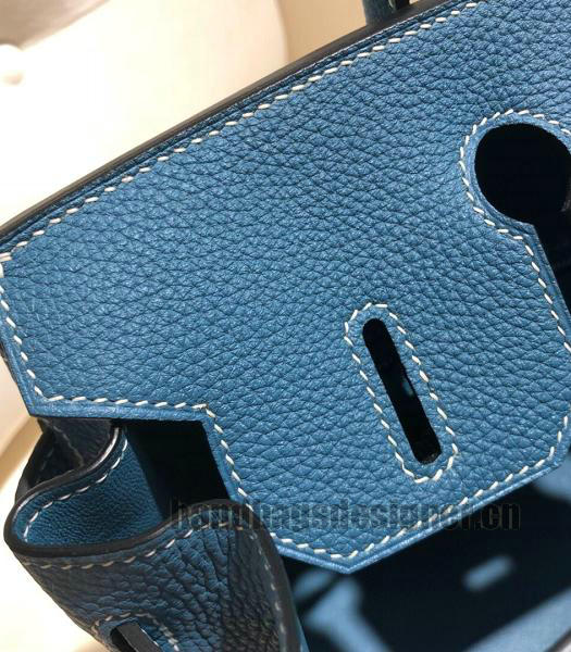 Hermes Birkin 25cm Grey Blue Imported Togo Imported Leather Silver Metal Top Handle Bag-5