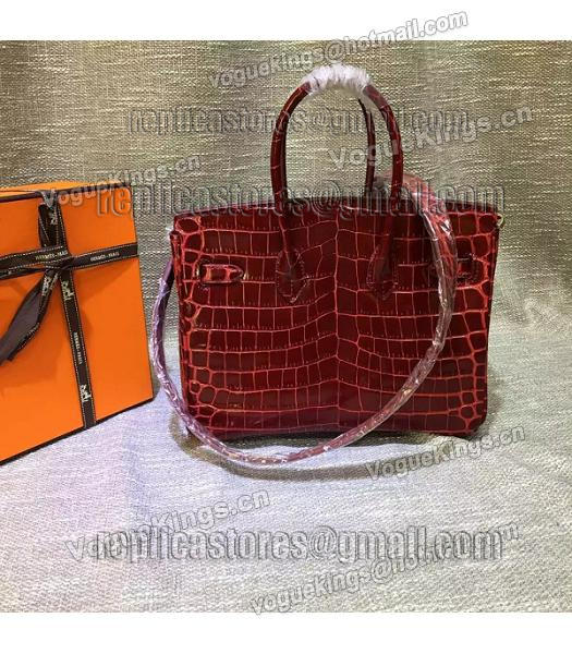 Hermes Birkin 25cm Jujube Red Croc Veins Leather Top Handle Bag-1