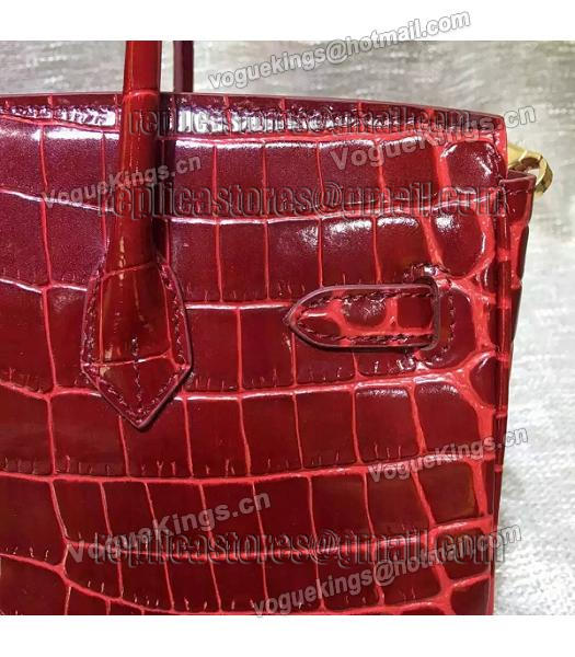 Hermes Birkin 25cm Jujube Red Croc Veins Leather Top Handle Bag-2