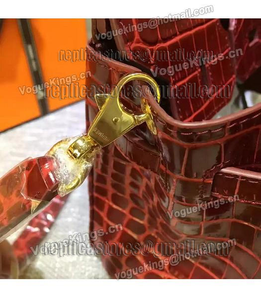 Hermes Birkin 25cm Jujube Red Croc Veins Leather Top Handle Bag-3