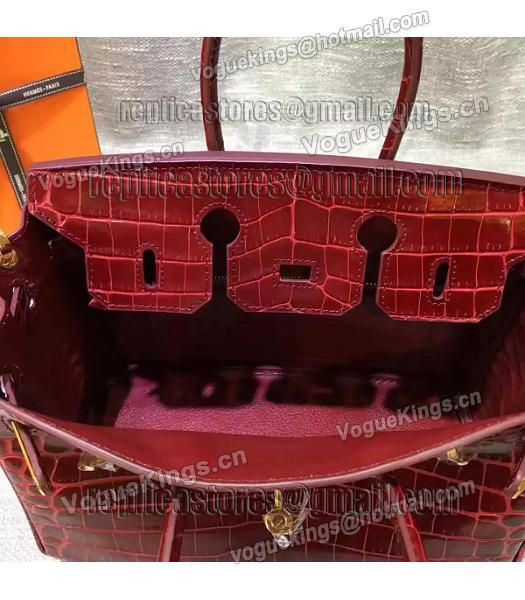 Hermes Birkin 25cm Jujube Red Croc Veins Leather Top Handle Bag-6