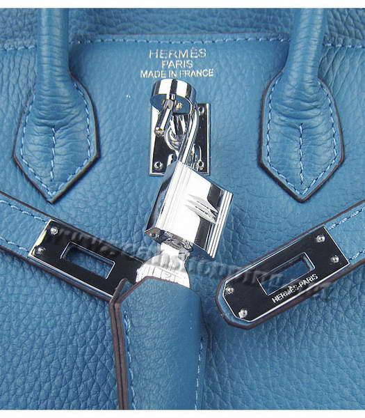 Hermes Birkin 25cm Middle Blue Togo Leather Silver Metal-6
