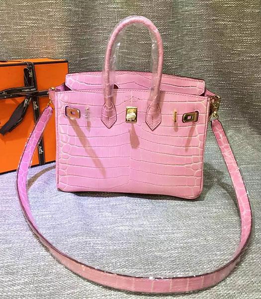 Hermes Birkin 25cm Pink Croc Veins Leather Top Handle Bag