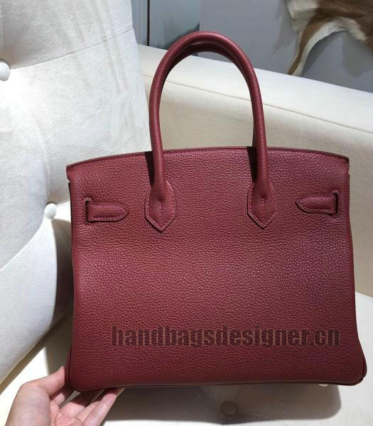 Hermes Birkin 25cm Wine Red Imported Togo Imported Leather Golden Metal Top Handle Bag-1