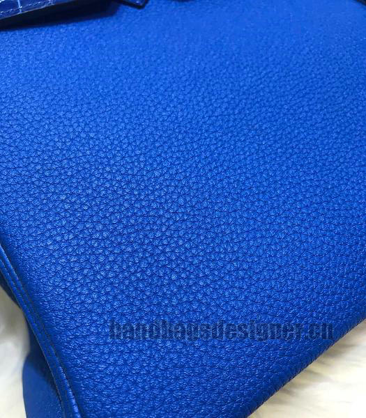 Hermes Birkin 30cm Bag Blue Real Croc With Togo Leather Golden Metal-1