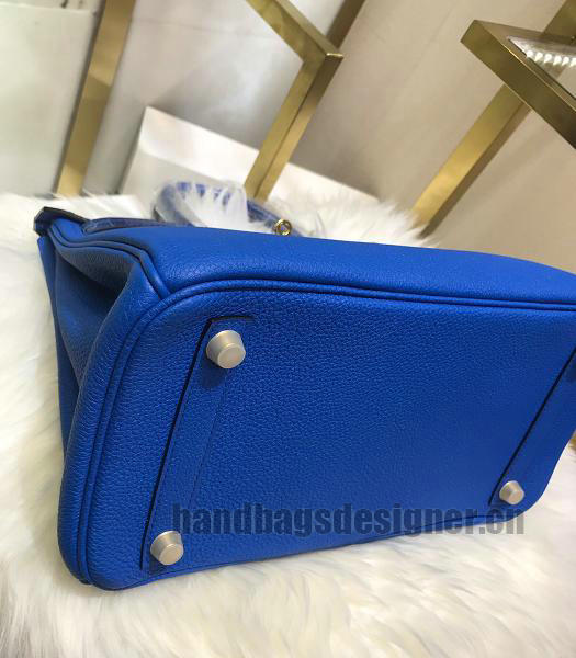 Hermes Birkin 30cm Bag Blue Real Croc With Togo Leather Golden Metal-2