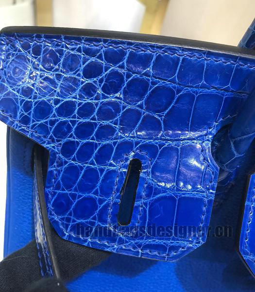 Hermes Birkin 30cm Bag Blue Real Croc With Togo Leather Golden Metal-3