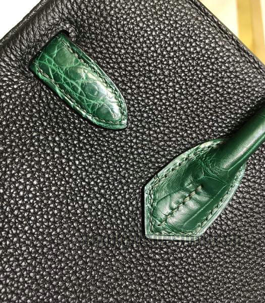 Hermes Birkin 30cm Bag Green Real Croc With Black Togo Leather Golden Metal-5