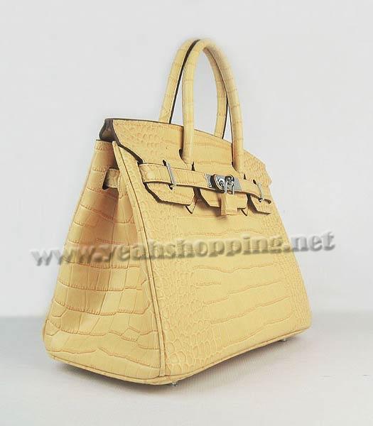 Hermes Birkin 30cm Bag Yellow Croc Veins Leather Silver Metal-1