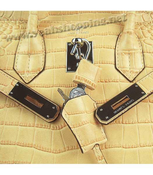 Hermes Birkin 30cm Bag Yellow Croc Veins Leather Silver Metal-6