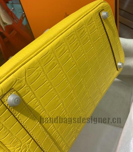 Hermes Birkin 30cm Bag Yellow Real Croc Leather Silver Metal-2