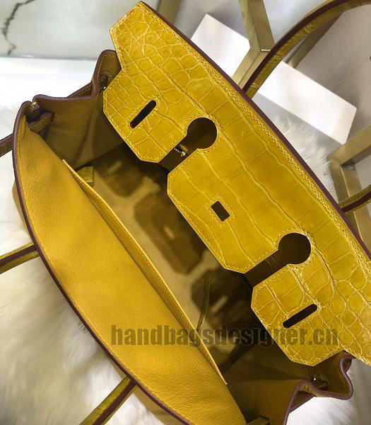 Hermes Birkin 30cm Bag Yellow Real Croc With Togo Leather Golden Metal-3