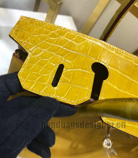 Hermes Birkin 30cm Bag Yellow Real Croc With Togo Leather Golden Metal-4