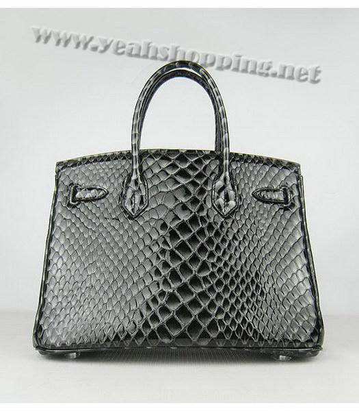 Hermes Birkin 30cm Black Fish Veins Leather Silver Metal-2