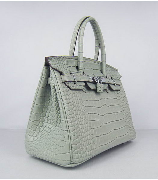 Hermes Birkin 30cm Crocodile Veins Handbags in Silver Grey Calfskin (Silver) -1