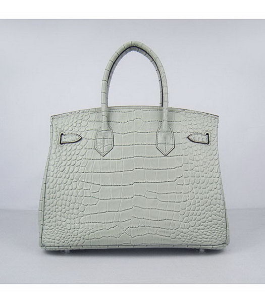 Hermes Birkin 30cm Crocodile Veins Handbags in Silver Grey Calfskin (Silver) -2