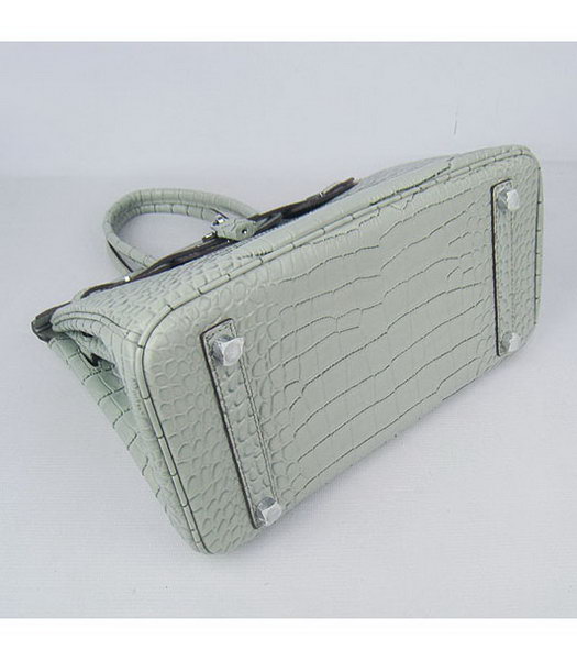 Hermes Birkin 30cm Crocodile Veins Handbags in Silver Grey Calfskin (Silver) -4