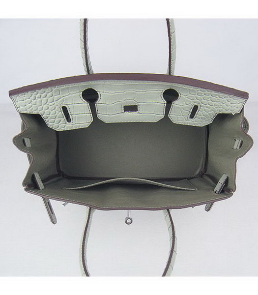 Hermes Birkin 30cm Crocodile Veins Handbags in Silver Grey Calfskin (Silver) -5
